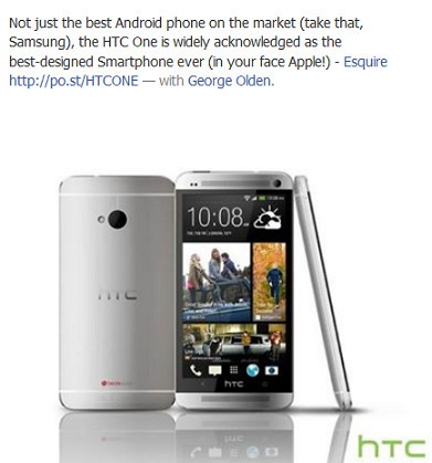 HTC叫板苹果三星:One史上最棒 你们别不服